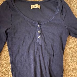 Hollister Navy Crop top long sleeve